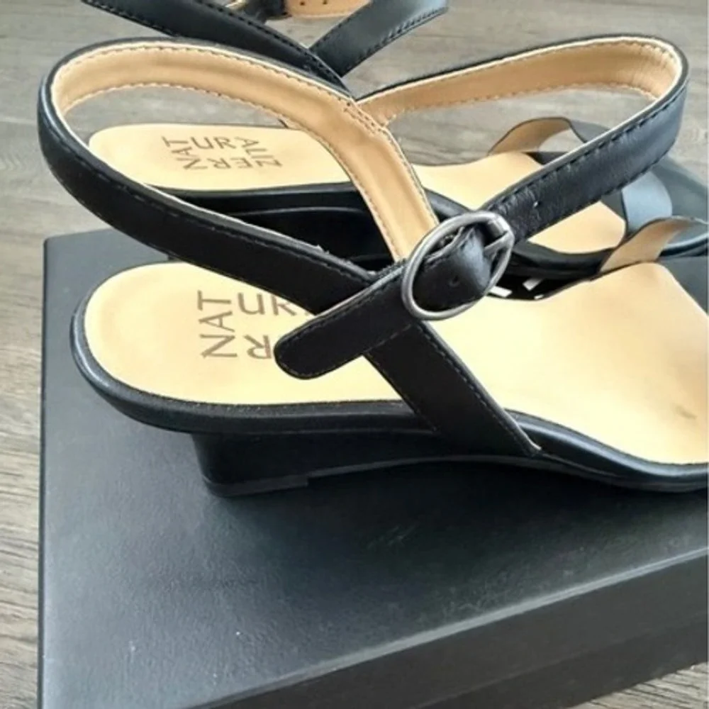 Naturalizer Black Wedge Sandals